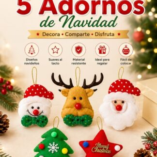 Set de 5 adornos navideños