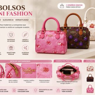 Bolso COACH de mano - flormorada/cafe