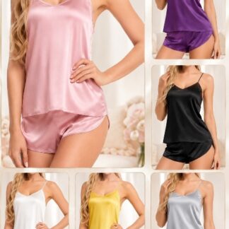 Pijama Sexy Satinada - Gris perla, 2XL