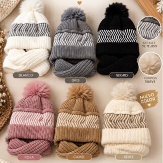 Gorro con Bufanda - Beige